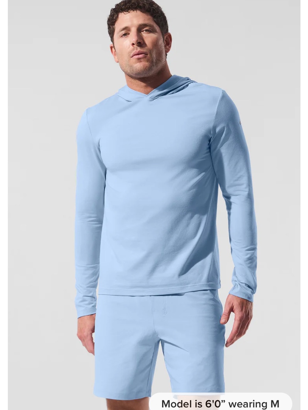 Alo Men's Light Blue Conquer Reform Long-Sleeve Hoodie